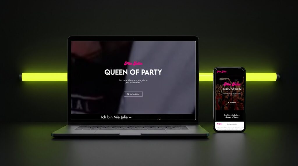 Webdesign Referenz von YOU MEDIA - Musik-Website auf MacBook und Smartphone