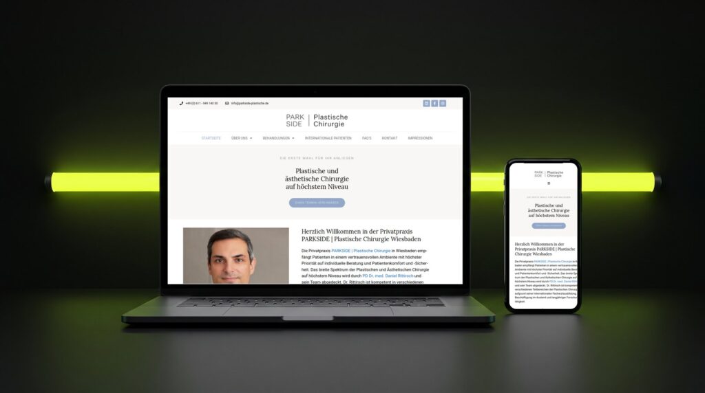 Webdesign Referenz von YOU MEDIA - Website fuer Praxis auf MacBook und Smartphone