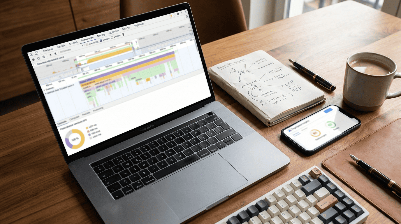 Frontend-Entwickler-Workspace mit Chrome DevTools Performance-Analyse