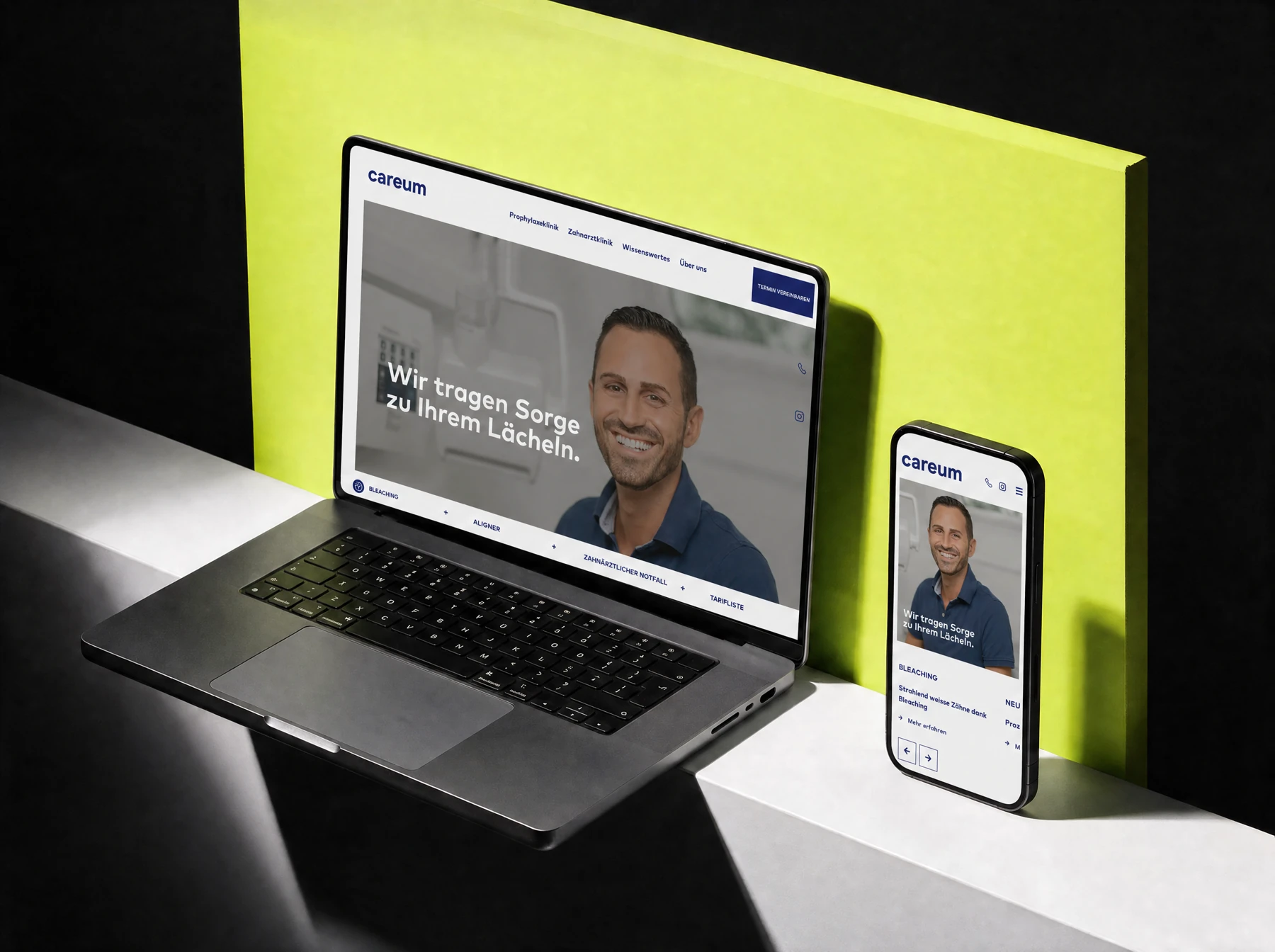 Careum Dentalhygiene – Website auf Laptop und Smartphone, Webdesign von YOU MEDIA